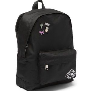 Victoria Secret Black Mini Backpack with pins